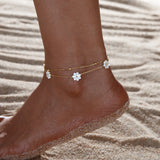 Camille White Flower Anklet